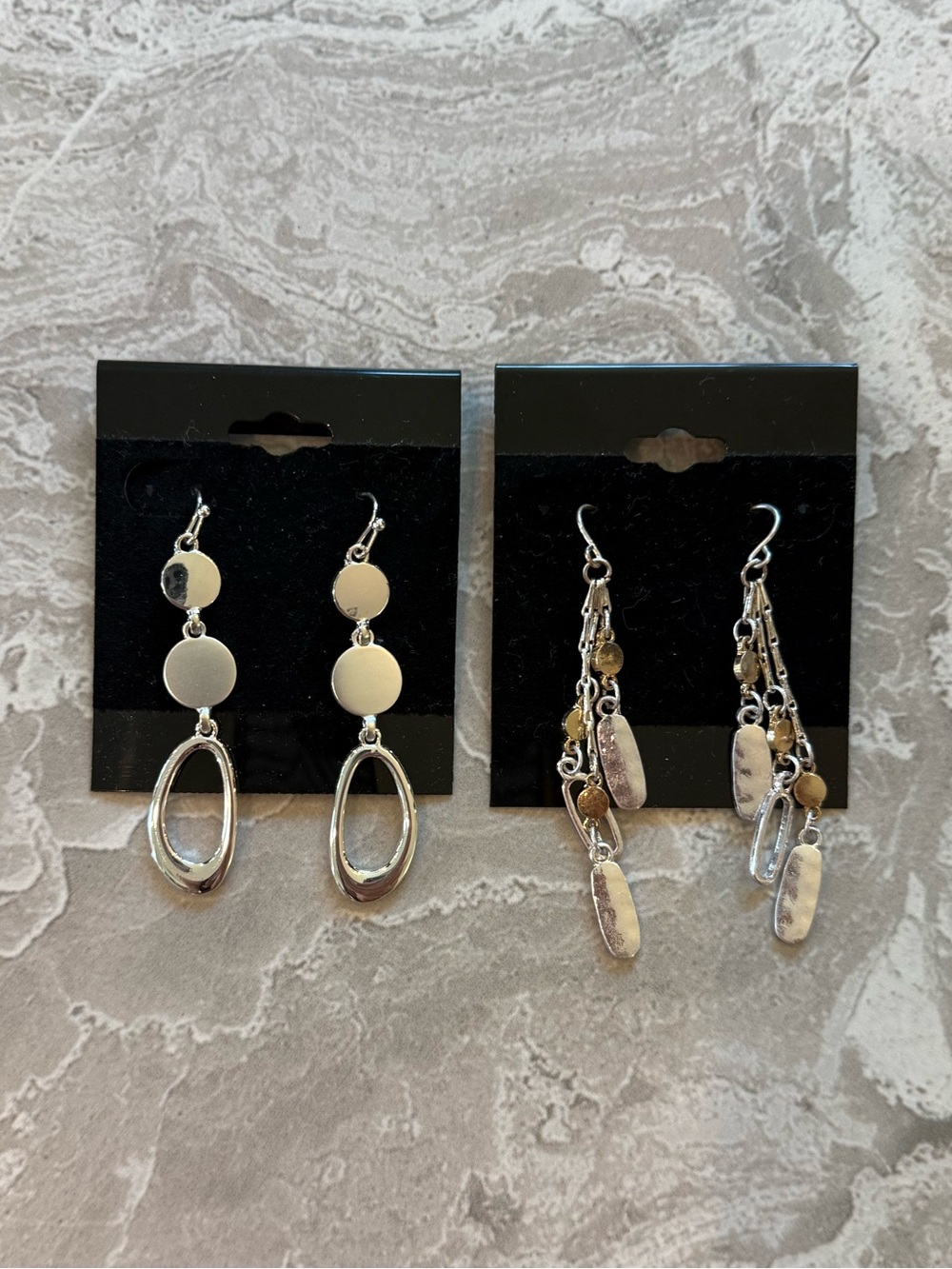 2 Pairs Silver Dangle Earrings - Women's Jewelry